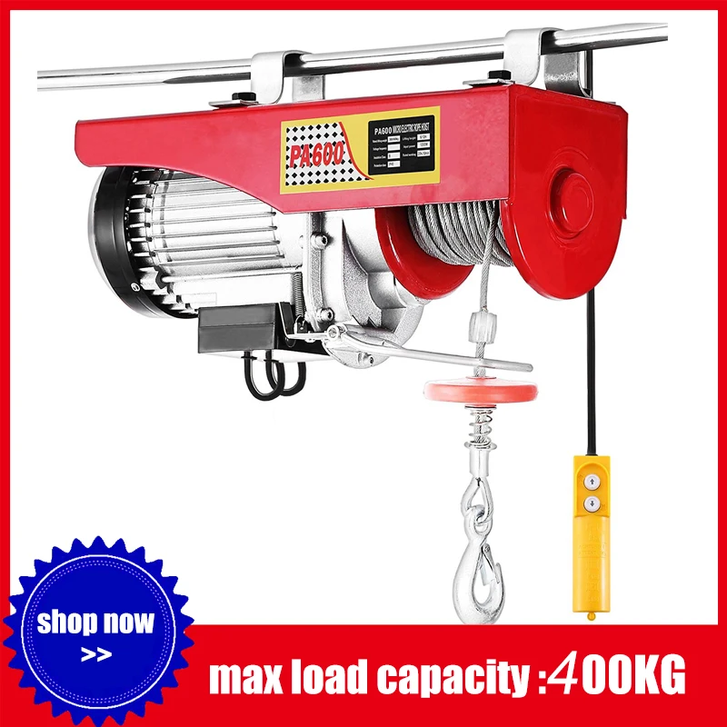 

400kg Electric Cable Hoist Lifting Wire Hanging Crane Electric Workshop Power Gantry Hoist Winch 230V/50Hz 850W Lifting Tool