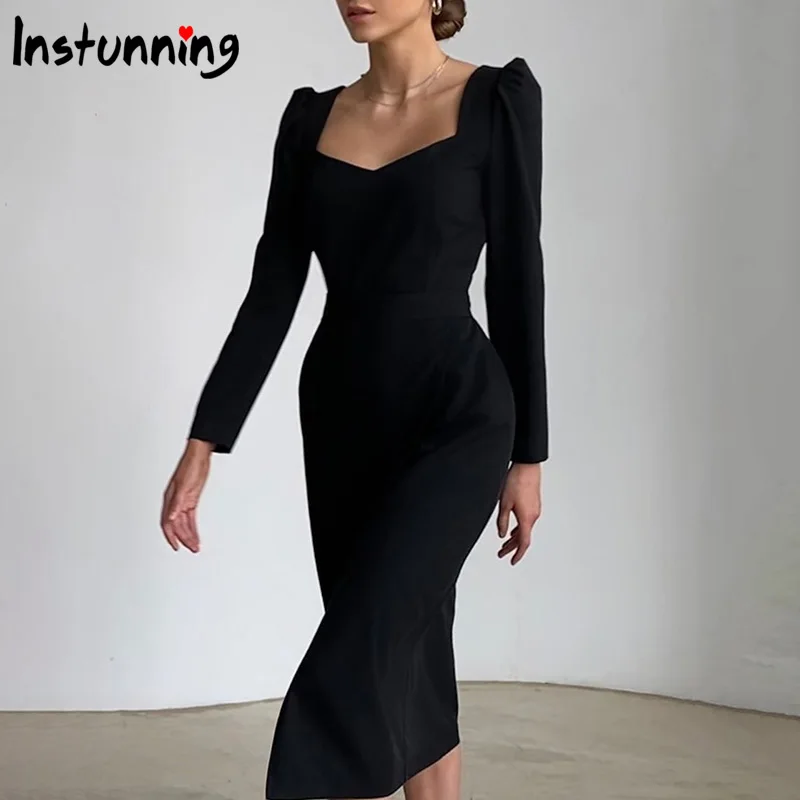 Женское платье с длинным рукавом Instunning Осеннее повседневное сексуальное