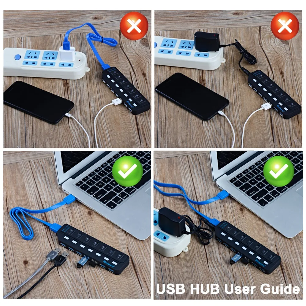 Windyoung USB3.0 концентратор 7 портов с зарядкой питания и переключателем несколько USB адаптер питания светодиодный Переключатель ВКЛ/ВЫКЛ разветвитель для ПК ноутбука