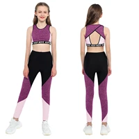 kids girls dance yoga sports suit children tanks bra crop top with leggings set for jogging running workout gymnastics outfits