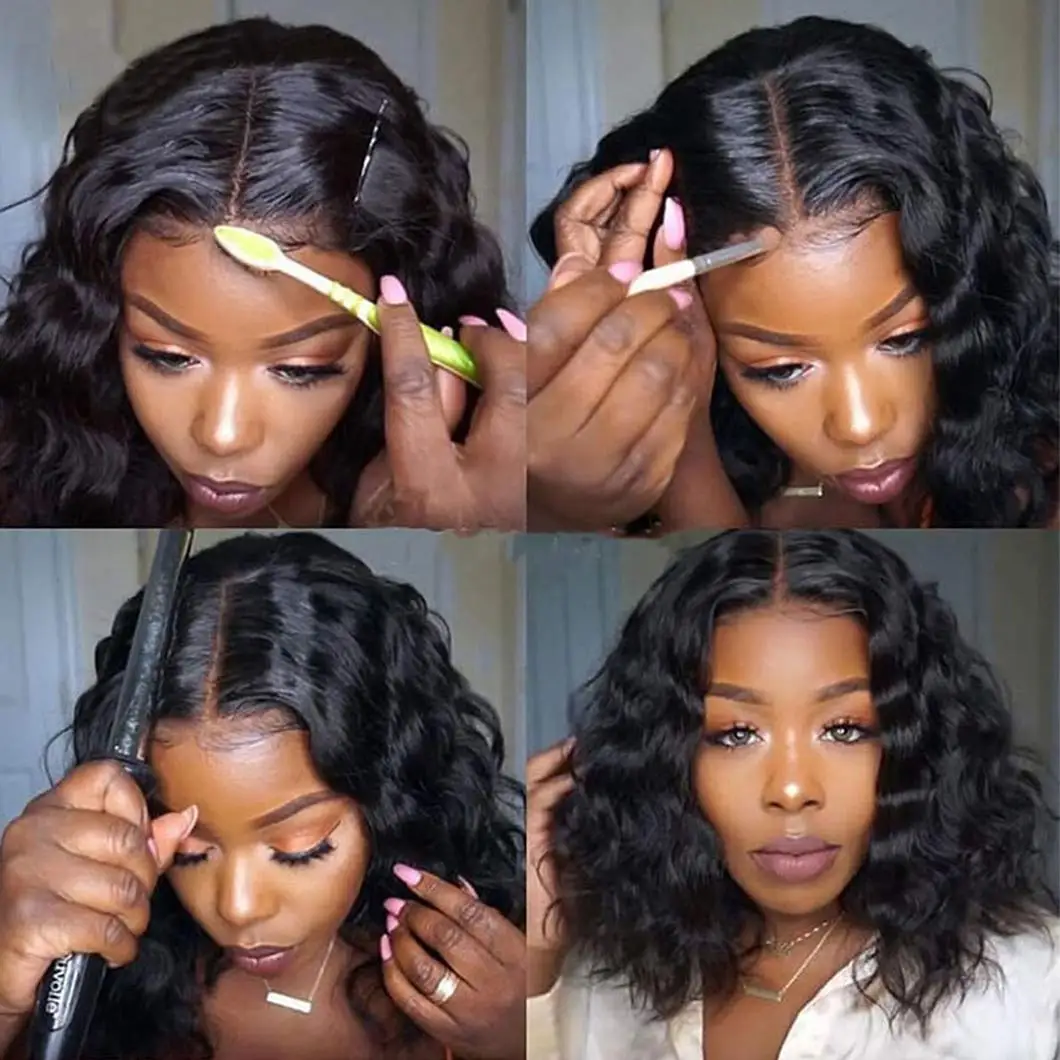 

Short Bob Wig Synthetic Hair Wigs for Black Women Body Wave 13x1 Lace Wigs Synthetic Bob Wigs Lace Closure Wig 10-14 inch