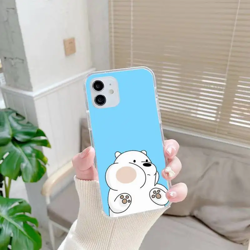 

Cute Bear Phone Case For iphone 7 8 plus x xr xs 11 12 mini pro max transparent nax fundas cover