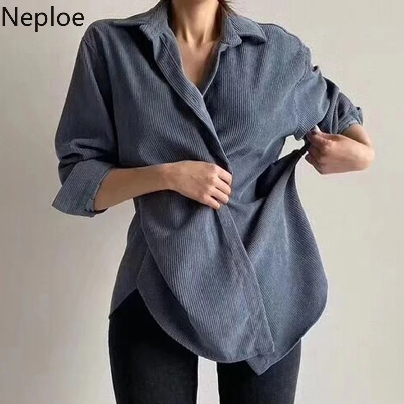 Neploe Корейская шикарная ретро тонкая талия боковая шнуровка дизайн conduroe блуза с