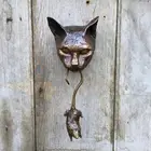 Кошка и мышь, дверной нокер или настенный орнамент из смолы, ржавый коричневый чугунный Репеллент для вредителей, металлическая статуя мыши, защита растений, новинка