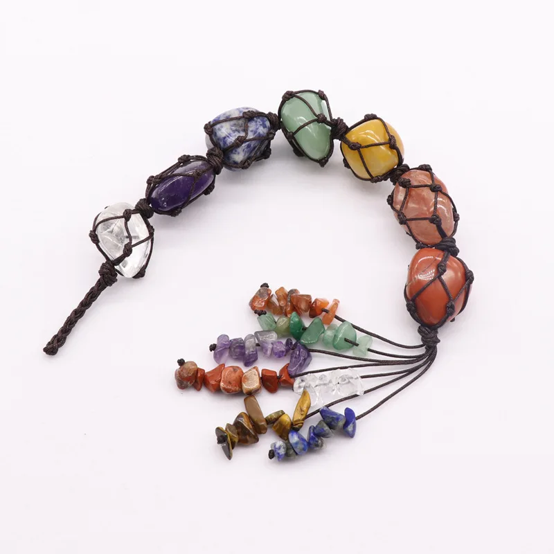 Natural Crystal Stone Beads Seven Chakra Pendant Yoga Meditation Energy Hand Woven Decoration Accessories | Украшения и