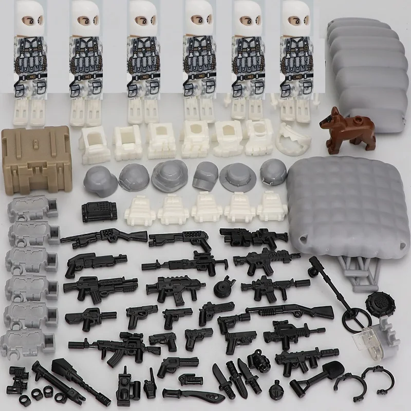 

Snow Specia Force Soldiers Army War Military Swat Police Gun Weapons Brick City moc building blocks Action Figures Childrens Toy