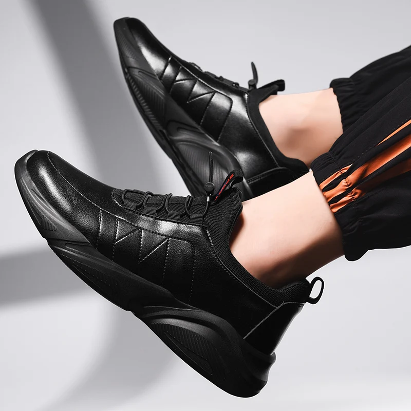 Men 2019 Fashion Leather Casual Male shoes Autumn Brand Shoes Slip Easy To Wear New All Season Plus Size | Обувь