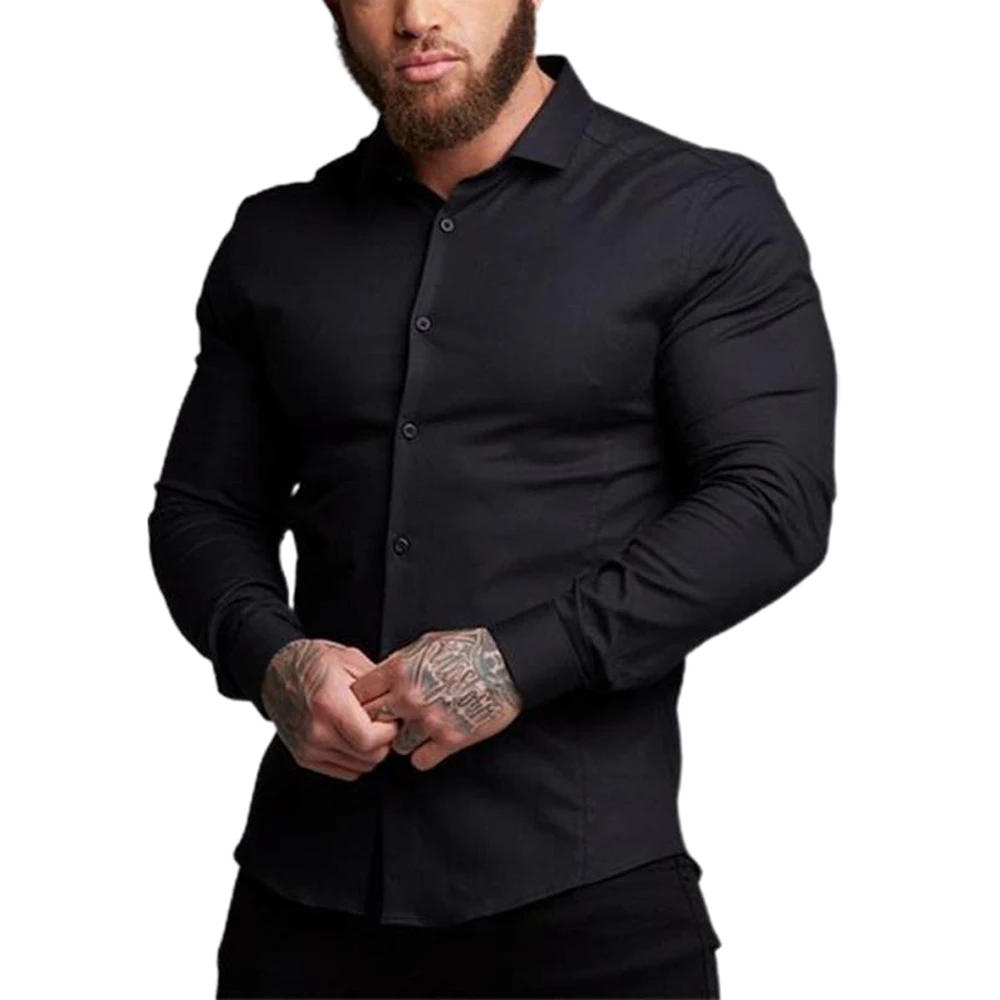 

Рубашка мужская с отложным воротником, Повседневная блуза Slim Fit, длинный рукав, винтажная блуза, однотонная, для путешествий, весна-осень