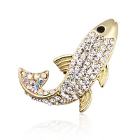 black austrian crystal fish brooch pins rhinestone animal brooches for women suit shirt shawl accessories fashion jewelry gifts
