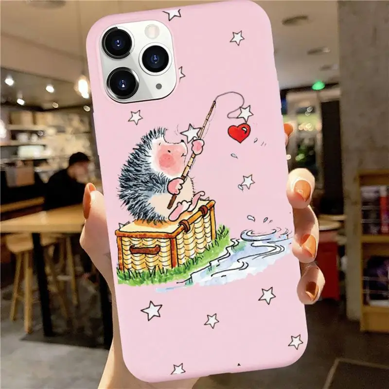 

cute cartoon animal funny Hedgehog luxury Phone Case shell Candy Color for iPhone 6 7 8 11 12 s mini pro X XS XR MAX Plus