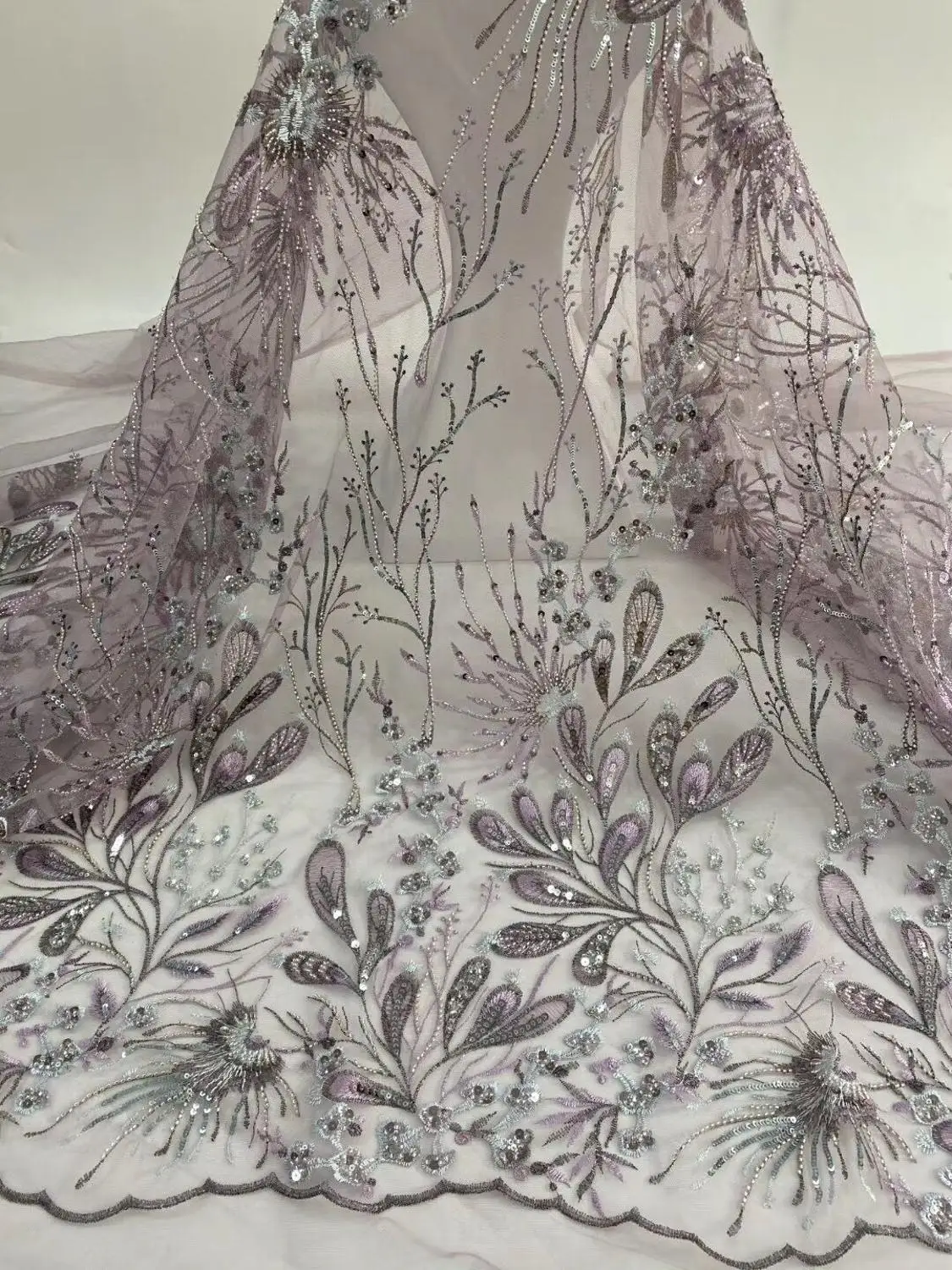 

Кружевная ткань с вышивкой, SYJ-988819 кружевная ткань с бисером, лучшее качество для платья Вечерние