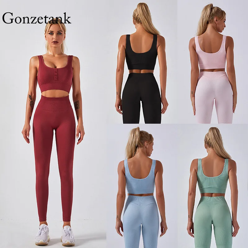 

Seamless yoga sets workout Sportswear Hollow-out Fitness High Waist Trousers Jogging Workout Tracksuit Clothes