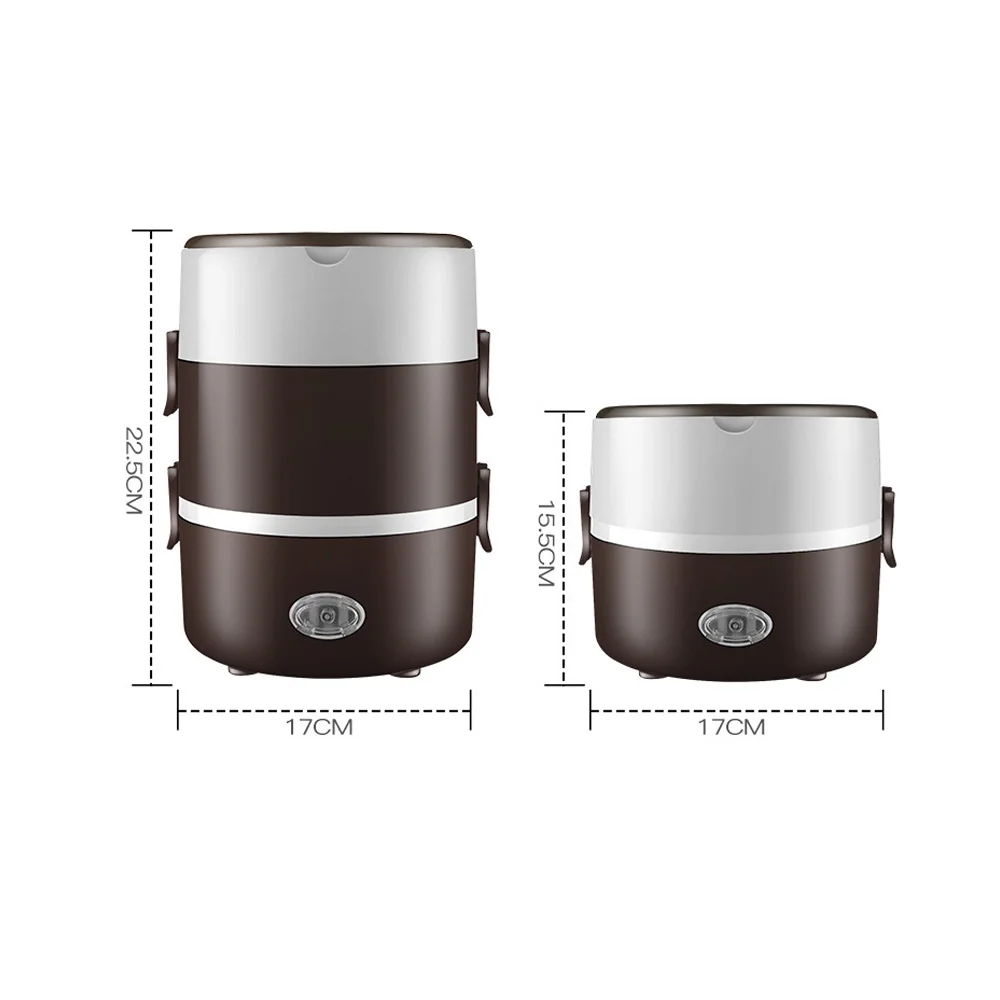 

220V Electric Rice Cooker Stainless Steel 2/3 Layers Steamer Portable Meal Thermal Heating Lunch Box Food Container Warmer