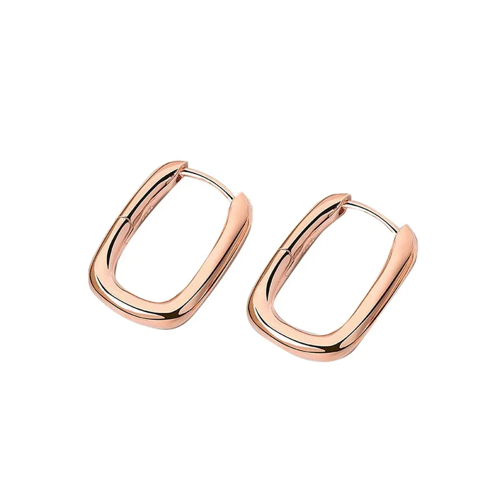 

925 Sterling Silver Korean Geometric Oval Ear Buckle Temperament Women Retro Elegant Love Earrings Gift