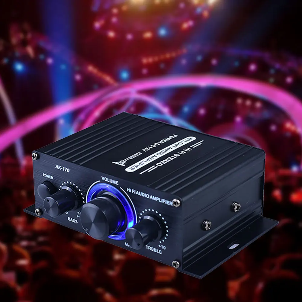 

AK170 12V HiFi Mini Audio Power Amplifier Digital Audio Receiver 20W+20W Audio Karaoke Home Theater Amplifier