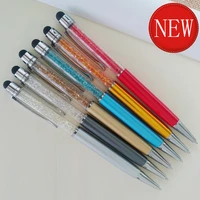 12 pcslot creative crystal pen diamond ballpoint pens oily lovely multi color stationery ballpen stylus pen touch screen