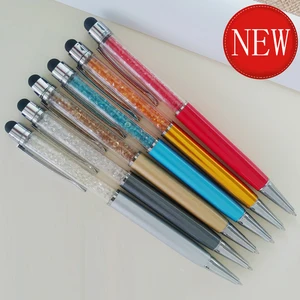 12 pcs/lot Creative Crystal Pen Diamond Ballpoint Pens Oily lovely Multi-color Stationery Ballpen Stylus Pen Touch screen