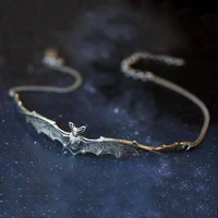 silver plated bat chocker necklace vampire bat pendant necklace dark style choker bat jewelry gift women girls goth