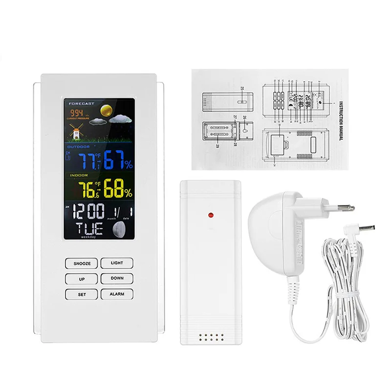 

Blue Backlight Barometer Wireless Indoor/outdoor Temperature and Hygrometer with Clock Function Calender Humidity Display New