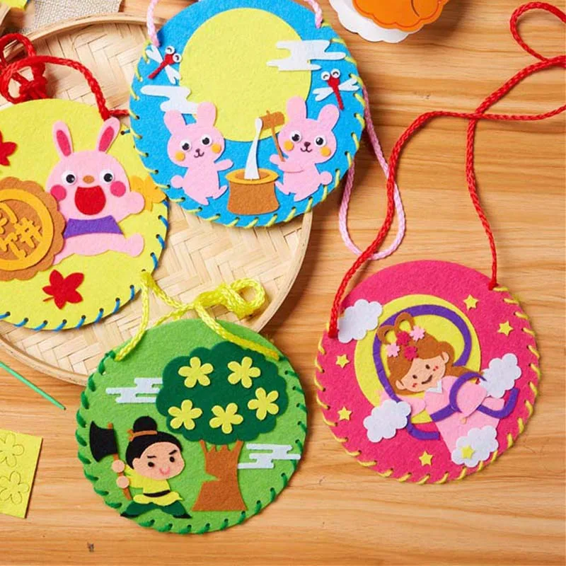 

Сумка с аппликацией «сделай сам», детские игрушки ручной работы, праздничная ткань средней осени, мультяшная сумка с кроликом, художественн...