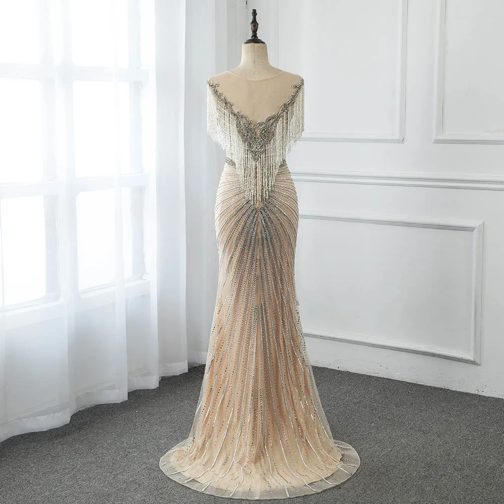 Vestido De Festa 2021 роскошные стразы телесного цвета Длинные вечерние платья Русалочки