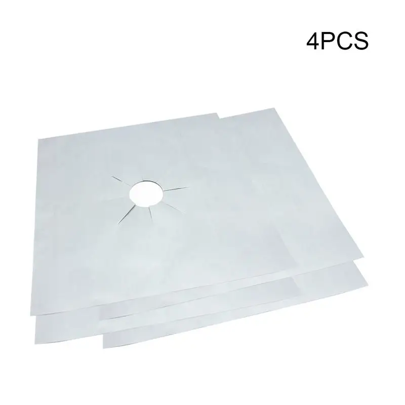 4pcs 4PCS Reusable Gas Stove Protector Cover Aluminum Foil Cooker Burner Cover Non-Stick Sheeting Mat Pad Clean Liner For Kitchen A35 - Цвет: 4pcs