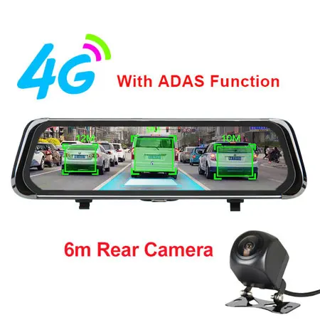 4G version with 6m Anstar 1" 4G Автомобильное зеркало заднего вида DVR Android 5,1 WiFi ADAS gps HD 1080P видео рекордер видеорегистратор авто регистратор автомобильная камера - Название цвета: 4G version with 6m