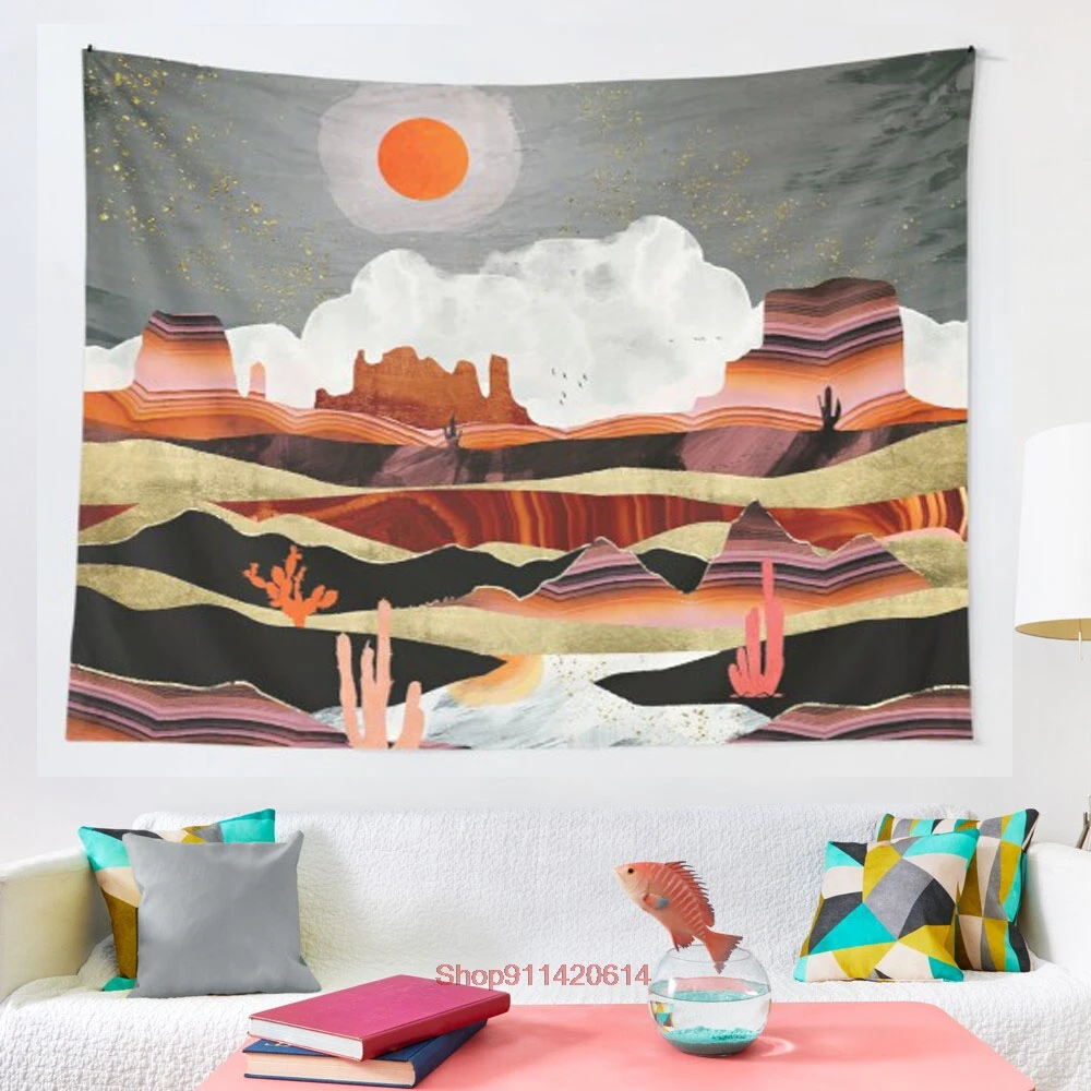 

Coral Desert Lake tapestry Wall Hanging Bedspread Wall Art Bedding Curtain Throw Sheet Furniture Comfort Sporting Events