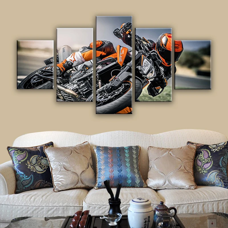 

Modular Framework Painting HD Printing Modern 5 Pieces Motorcycle Riders Canvas Pictures Posters Art Living Room Wall Decoration