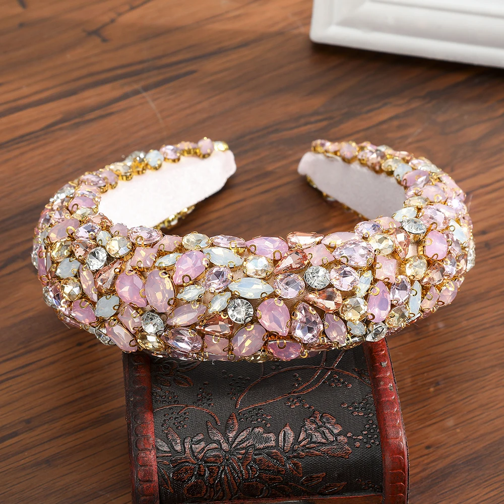 Haimeikang толстая губка бархатные повязки на волосы Роскошные цветные стразы дикие