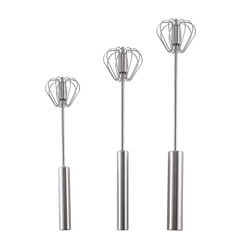 

Semi Automatic Egg Beater 304 Stainless Hand Pressure Rotating Hand Mixer Self Turning Egg Stirrer Kitchen Accessories Egg Tools