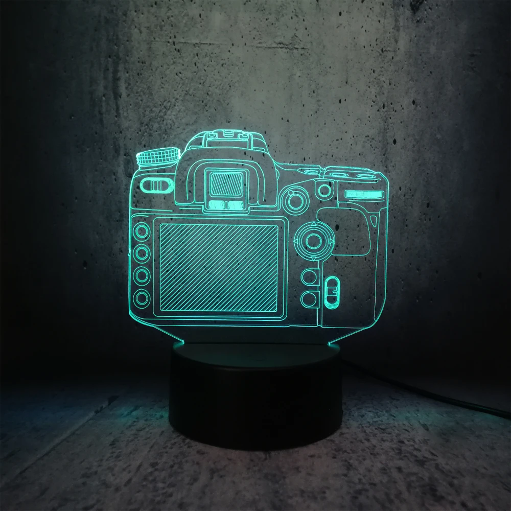Модель камеры многоцветная изменение 3D лампа настольная декоративная рядом