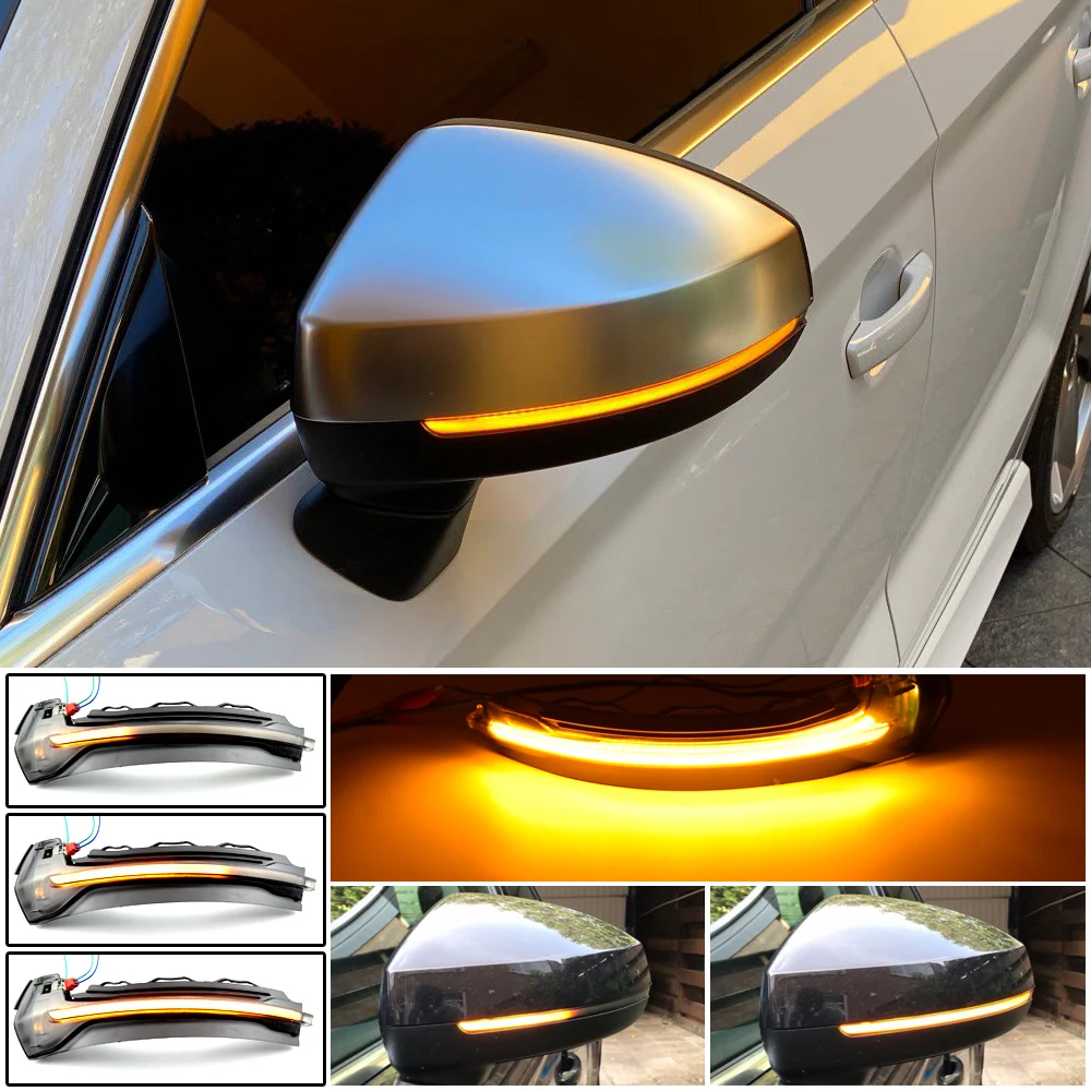 

Для AUDI A3 S3 RS3 8V 2013 - 2018 2019 Автомобильный светодиодный Динамический указатель поворота боковое крыло зеркало заднего вида Индикатор мигалка л...