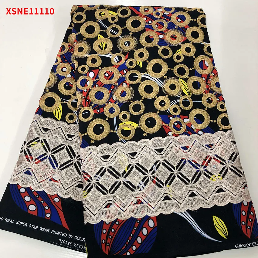 

Великолепный нигерийский швейцарский кружевной Цветочный стиль Анкара Африканский хлопок дышащая восковая ткань + Вышивальная нить XSNE11110 E