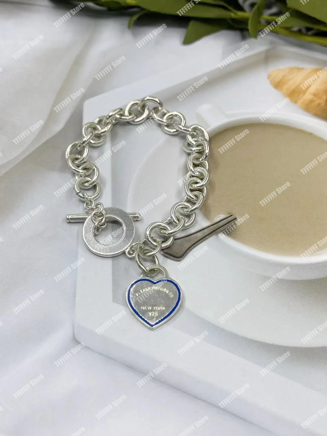 

Men's Enamel Heart brand Bracelet 925 Sterling Silver trend hip hop 2021 the latest popular gift