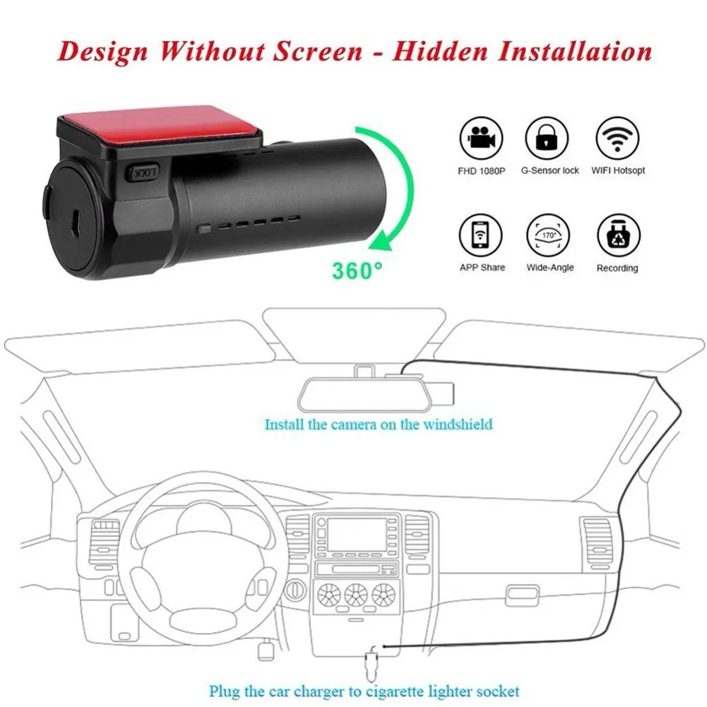 1080P Wi-Fi мини Видеорегистраторы для автомобилей тире Камера Ночное видение