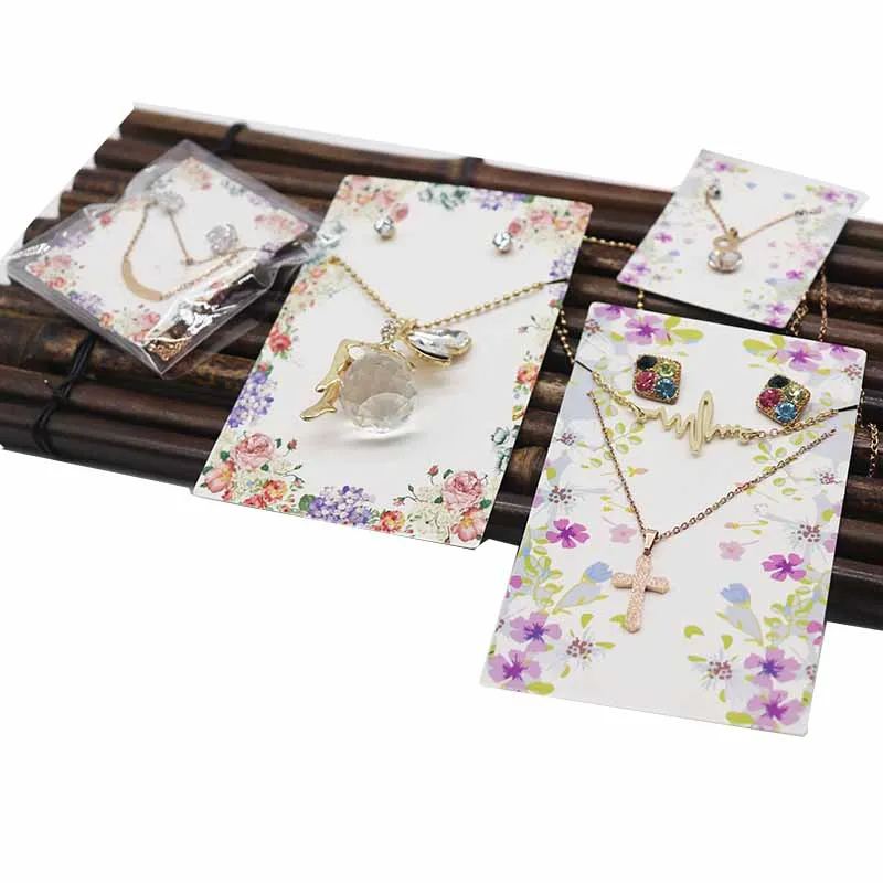 10 шт./лот комплект из ожерелья и серег с цветочным узором бирка для упаковки