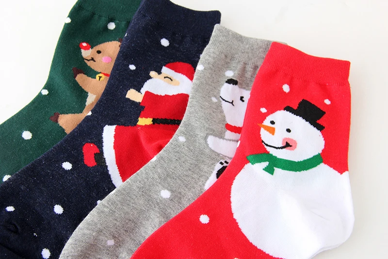 Cotton Socks Cute Funny Women Sock Colorful Cartoon Kawaii Santa Elk Socks Christmas Gift For Girls Cute funny design#F