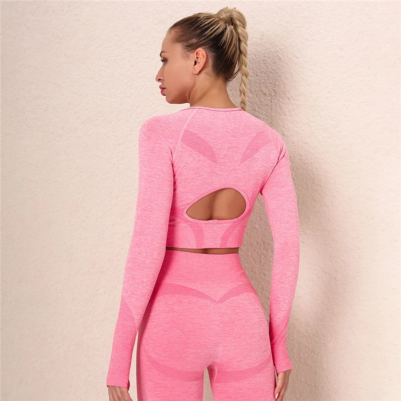 Спортивный костюм Energy женский бесшовный с топом длинным рукавом и леггинсами