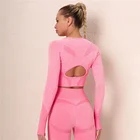 Спортивный костюм Energy женский бесшовный с топом с длинным рукавом и леггинсами пуш-ап