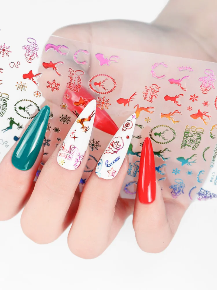 

Manicure laser stickers Fantasy hollow Christmas tree Fawn Maple leaf Laser nail color stickers