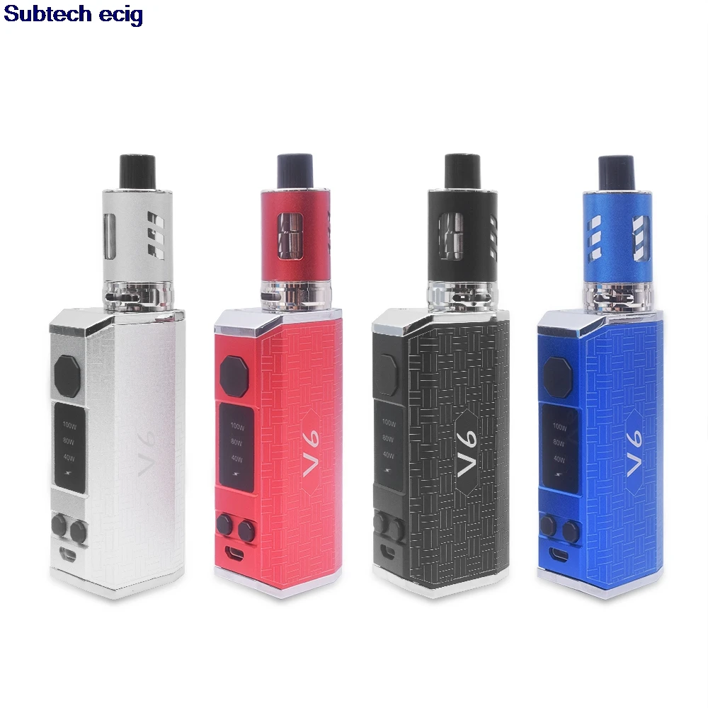 

Genuine V6 100W Electronic Cigarette Kit Box Mod Vaporizer Hookah Pen 2200mah 3ML Tank e cigarette Vape Safe Vaping Huge Vapor