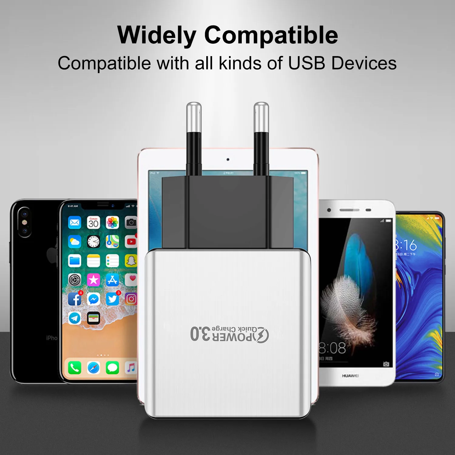Сетевое зарядное устройство USLION Mini USB QC 3 0 быстрое для путешествий iphone 7X8 6 6S Samsung