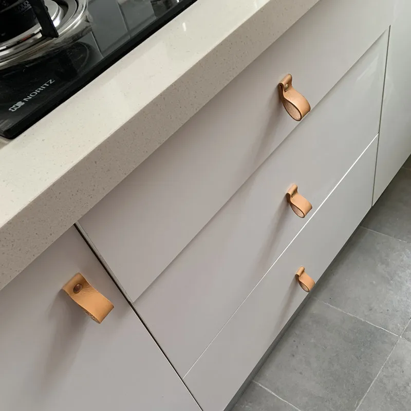 Креативный скандинавский шкаф с одним отверстием кожаная дверная ручка