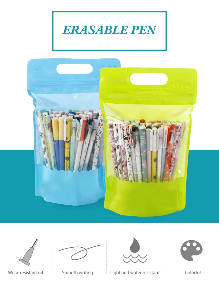 20pcs/pack Erasable Gel Pens Kawaii Student Stationery 0.35mm Needle Tip Black Ink Neutral Pen for School Supplies | Канцтовары для