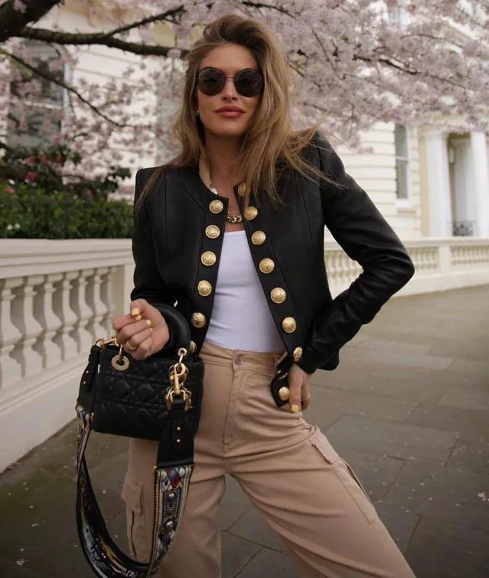 Женская зимняя Черная куртка из искусственной кожи с длинным рукавом 2019 осенняя