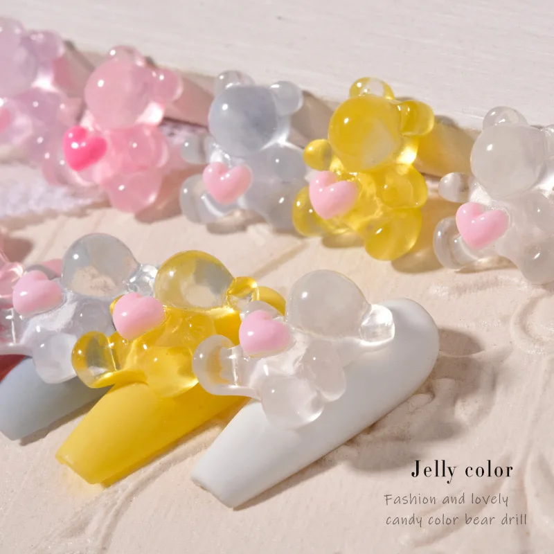 

3pcs Aurora Bear kawaii nail charms accessories nail art decorations nail supplies for professionals Resin Nail Rhinestones