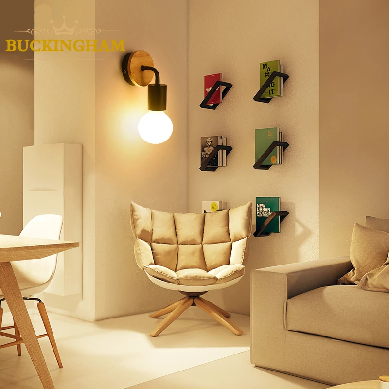 Простой настенный светильник винтажный деревянный металлический светодиодный в