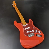 st electric guitar mahogany body maple neck maple fingerboard artificial tortoise pickguard red gloss finish can be customized