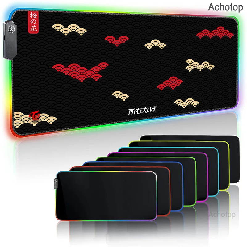

Great Wave Art Luminous RGB LED Lights Desktop RGB Gaming Mouse Pad leopard print Cushion Computer Accessory Desk Mat Carpet